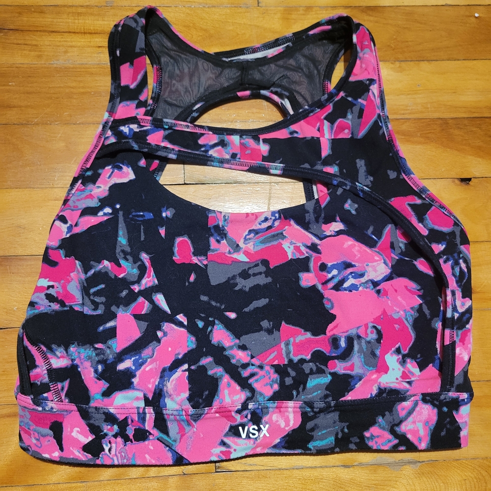 VSX Abstract Pink and Black Sports Bra